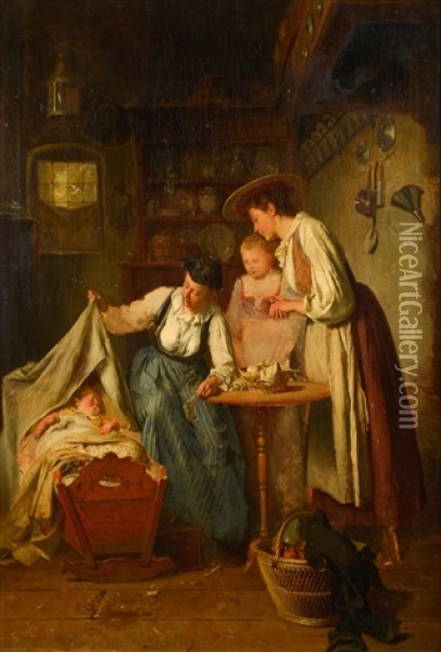 Visite A L'enfant Oil Painting - Theodore Gerard