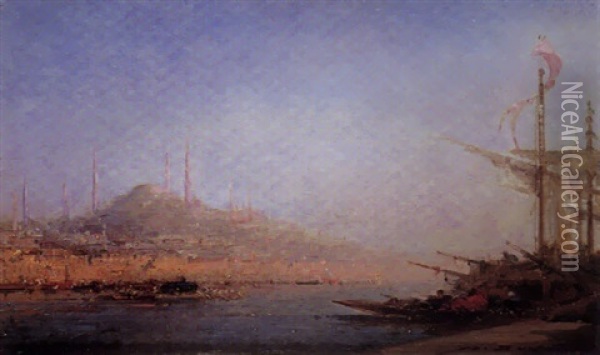 Constantinople, Sainte Sophie Et Le Bosphore Oil Painting - Henri Duvieux