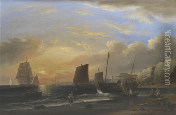 Sailing Near Teignmouth Oil Painting - Thomas Luny