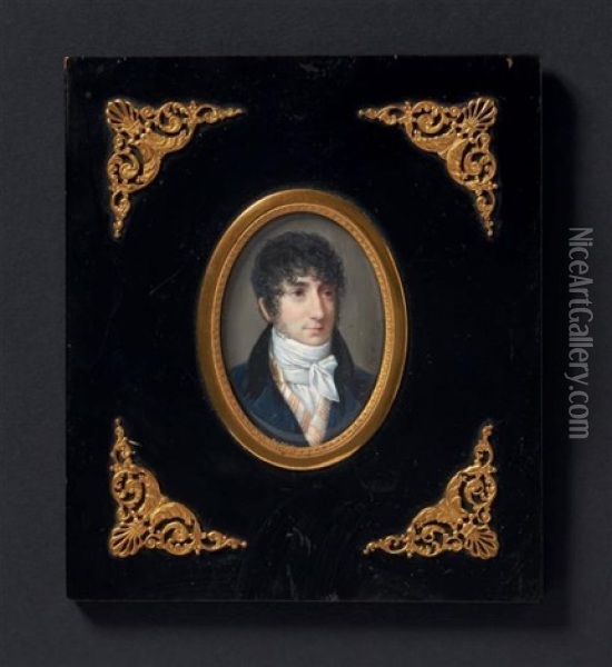 Portrait De Jeune Homme En Buste Vers La Droite Oil Painting - Jean-Baptiste Isabey