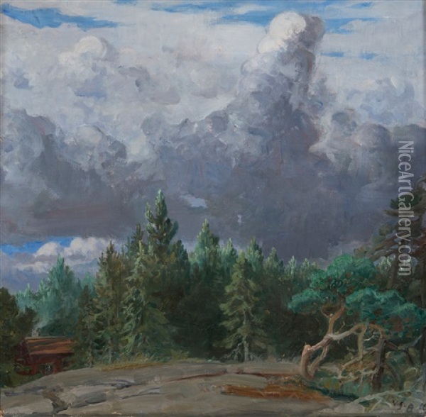 Thunder Clouds At The Horizon Oil Painting - Venny Soldan-Brofeldt