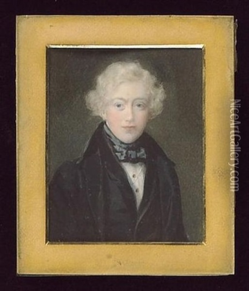 Sir Edmund Filmer, Bart. M.p., 8th Bart (1809-1857), Of East Sutton Place, Kent, Wearing Black Coat, Waistcoat, White Shirt And Blue Cravat Oil Painting - Sir William Charles Ross