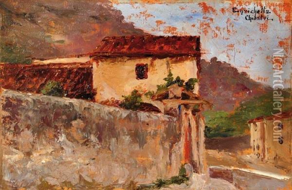 Paesaggio Con Case Oil Painting - Enrichetta Chiostri