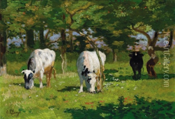 Kuhe Auf Der Weide Oil Painting - Alexandre Clarys