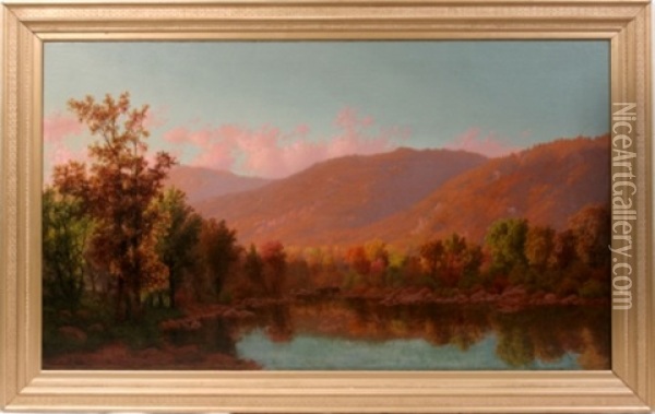 Mountain Lake Scene Oil Painting - Charles Harry Eaton