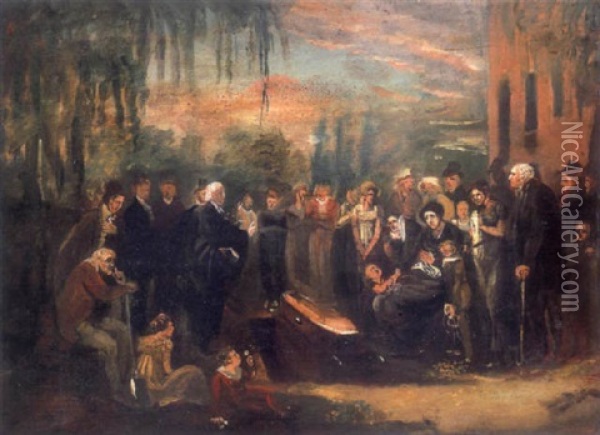 German Funeral Oil Painting - Johann Ludwig Krimmel