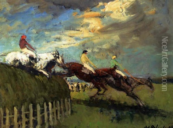 Taking A Fence Oil Painting - Jacques-Emile Blanche