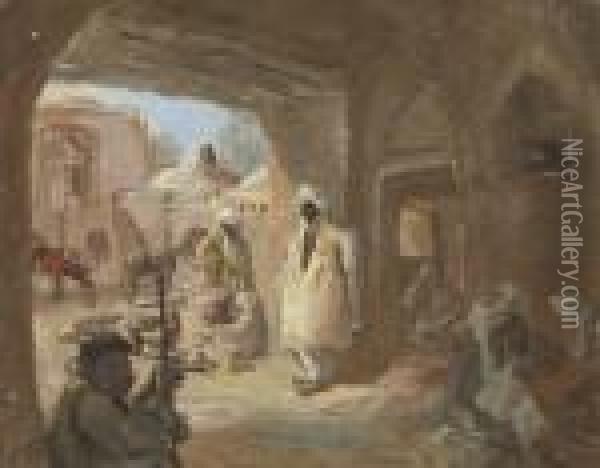 A Caravanserai In Afghanistan Oil Painting - Alexander Evgenievich Yakovlev