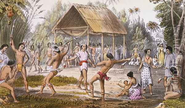 Maquarri dance of the Arawaks at Koraia Oil Painting - Harry Hamilton Johnston