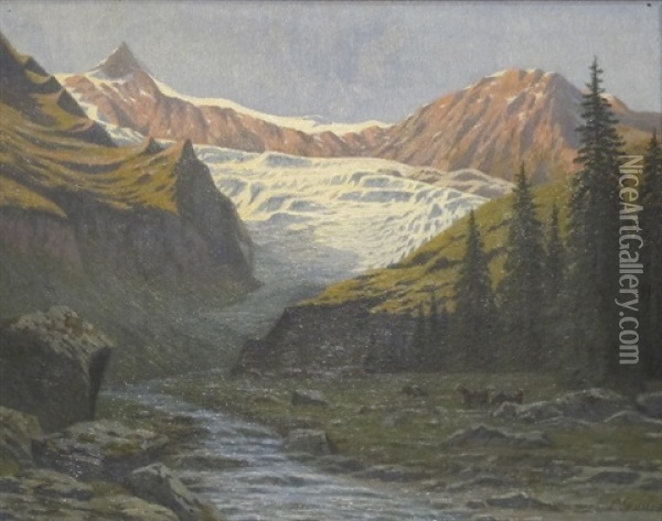 Glacier Oil Painting - Louis Daniel Edouard Gaulis