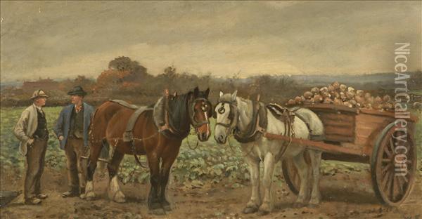 Collectingswedes In Lincolnshire Oil Painting - William Edward Millner