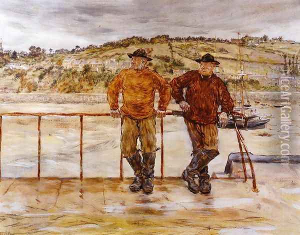 Fishermen at Jersey Oil Painting - Jean-Francois Raffaelli