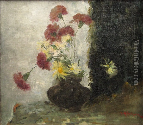 Carnations And Daisies Oil Painting - Dimitrie Mihailescu
