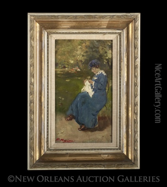 Woman On A Park Bench Oil Painting - Raffaele Ragione