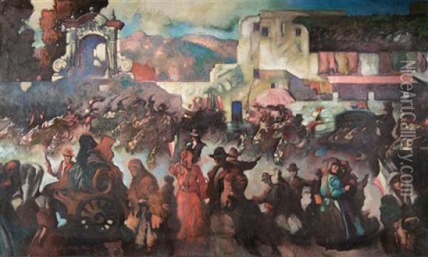 Italian Fiesta Day Oil Painting - George Hawley Hallowell