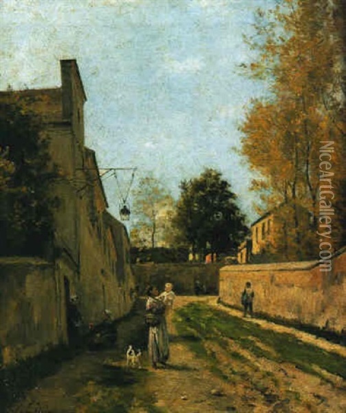 Montmartre, La Rue Des Saules Oil Painting - Stanislas Lepine