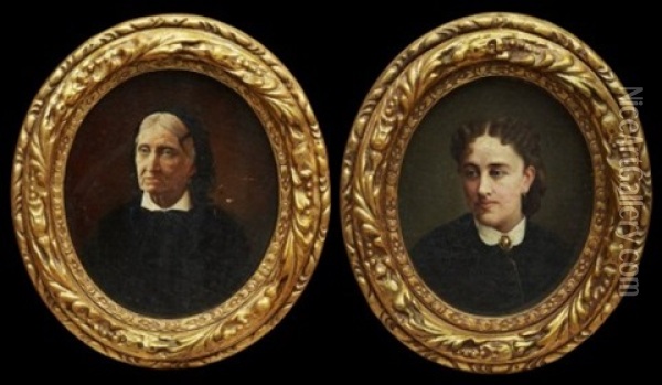 Portraits Of Two Ladies Oil Painting - Aleksei Ivanovich Korzukhin