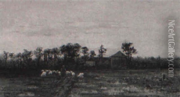 Farm Scene Oil Painting - Robert Ward Van Boskerck