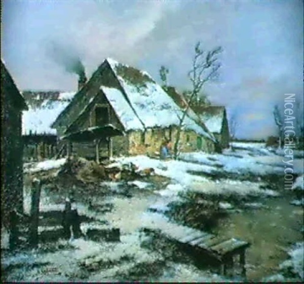 Wintertag Am Land Oil Painting - Adolf Kaufmann