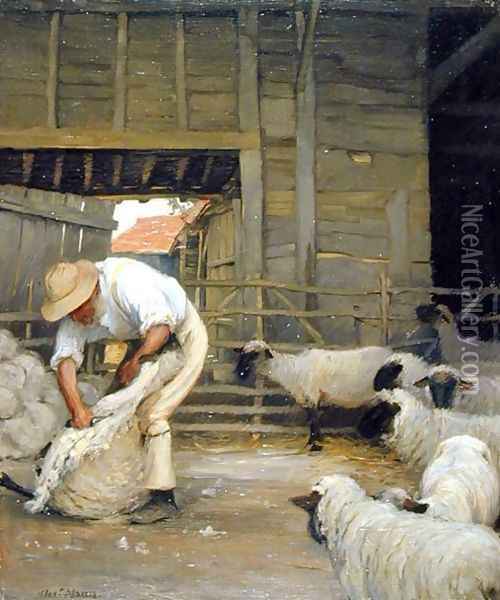 Sheep Shearing Oil Painting - Alexander Mann