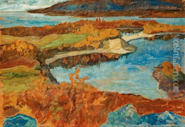 Strandlinjen Vid Saxnas / Vid Kultsjon (scene From Saxnas) Oil Painting - Helmer Osslund