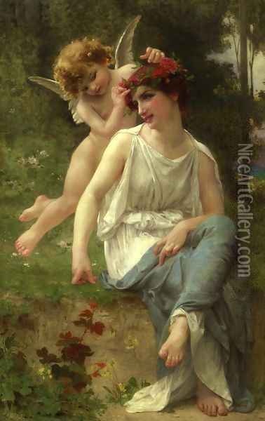 Cupid Adoring a Young Maiden Oil Painting - Guillaume Seignac
