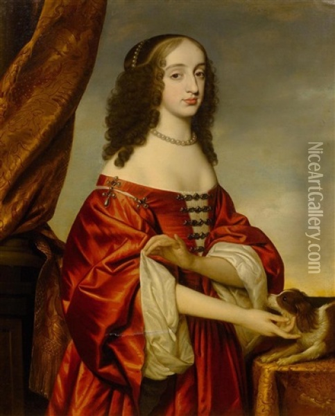 Portrait Of Henrietta Maria Stuart, Princess Of Orange And Countess Of Nassau (1631-1660) Oil Painting - Gerrit Van Honthorst