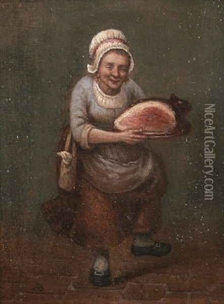 Marktfrau, Einen Schinken Tragend Oil Painting - Adriaen Brouwer
