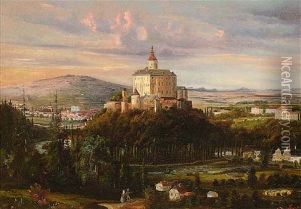 Schloss Schwarzburg In Thuringen (?) Oil Painting - Ferdinand Lepie