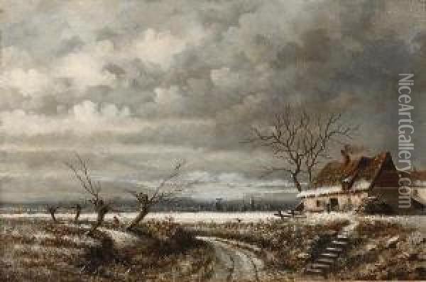 A View Near Norwich Oil Painting - William Stone