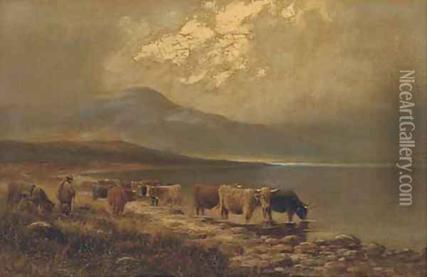 By the shores of Loch Goil, Inverness-shire Oil Painting - Henry Hadfield Cubley