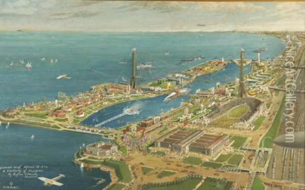 Panorama Of The Chicago World's Fair Oil Painting - Harry M. Pettit