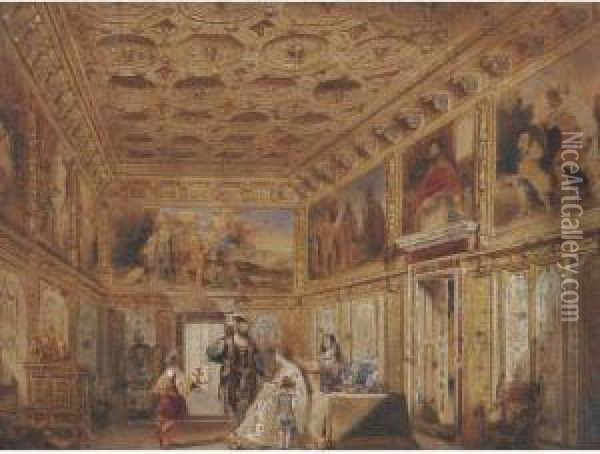 Palace Of The Gonzagas, Mantua Oil Painting - Joseph Nash