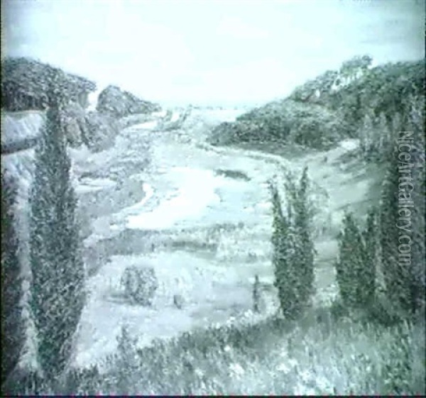 Blick In Ein Tal Oil Painting - Maria (Fechner) Heckert