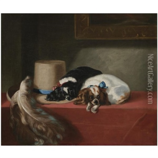 Two King Charles Spaniels Oil Painting - Sir Edwin Henry Landseer