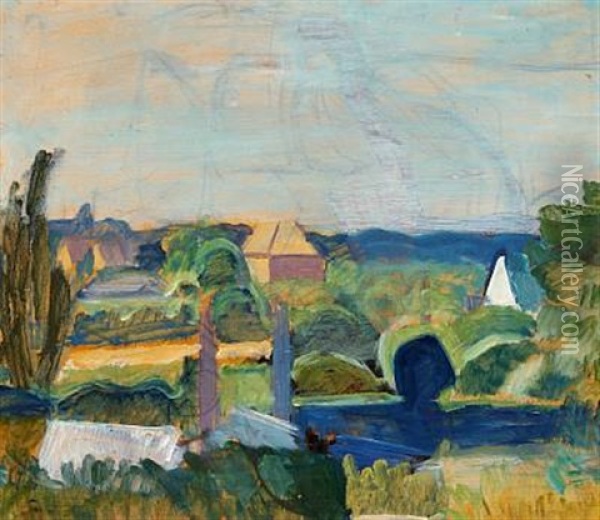 View Over Valdal's Market Garden Oil Painting - Harald Giersing