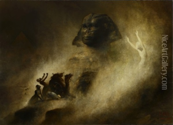 The Great Sphinx Of Giza Oil Painting - Karl Wilhelm Diefenbach