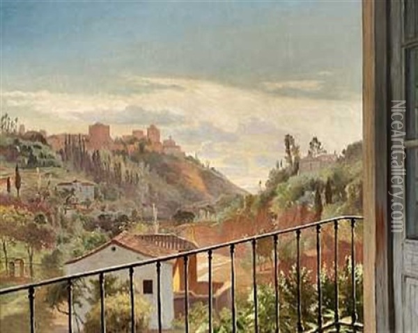 Udsigt Fra Alhambra Til Albaicin Oil Painting - Carl Christian Andersen