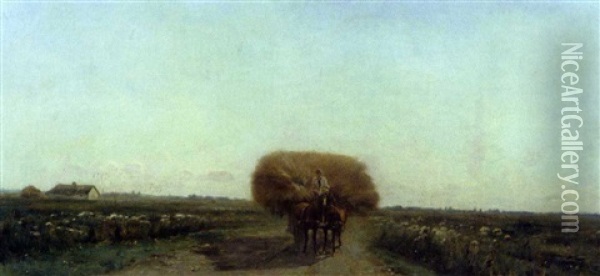 Weg Mit Fuhrwerk In Landschaft Oil Painting - Eugen Jettel