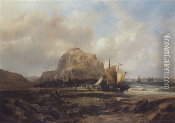 St. Michael's Mount Oil Painting - Pieter Cornelis Dommershuijzen