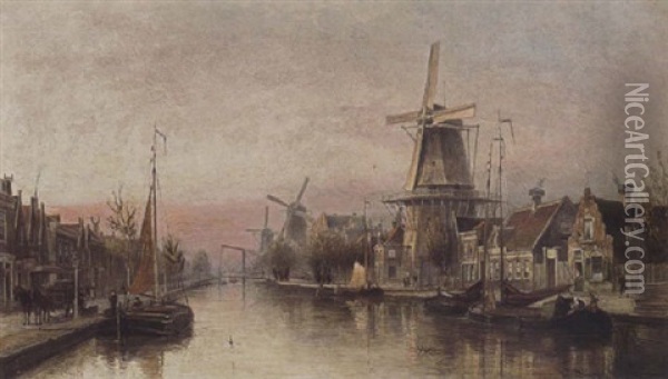 A View Of The Overtoom, Amsterdam Oil Painting - Cornelis Christiaan Dommelshuizen