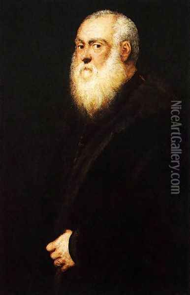 Portrait of a White-Bearded Man Oil Painting - Jacopo Tintoretto (Robusti)