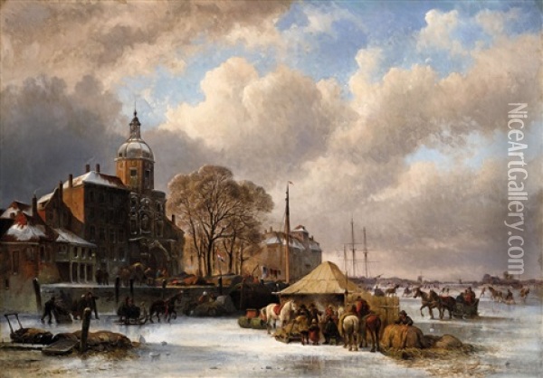 The Groothoofdspoort In Dordrecht Oil Painting - Joseph Jodocus Moerenhout
