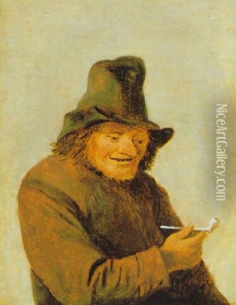Portrait Eines Pfeife Rauchenden Bauern Oil Painting - Joos van Craesbeeck