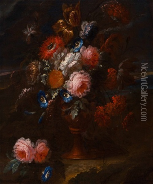 Still Life Of Flowers Oil Painting - Jean-Baptiste Morel