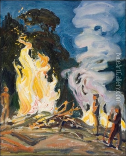 Juhannuskokko Oil Painting - Akseli Valdemar Gallen-Kallela