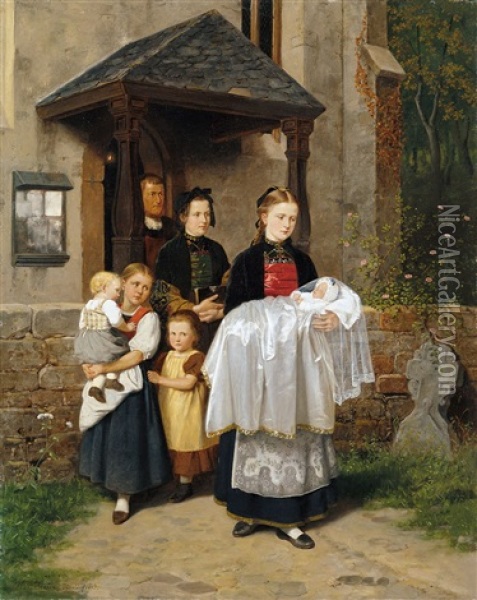 Die Ruckkehr Von Der Taufe Oil Painting - Hubert Salentin