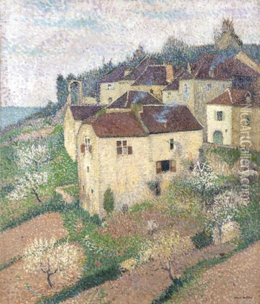 Maisons A Saint-cirq-lapopie Oil Painting - Henri Martin