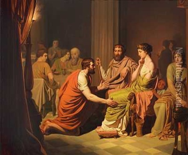 Odysseus I Kong Alkinoos' Palads Oil Painting - August Malmstroem