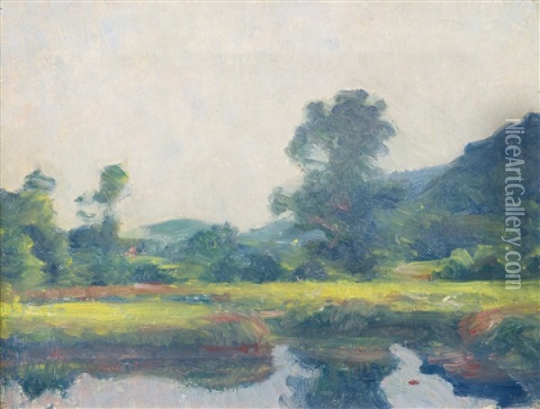 Landscape With Pond Oil Painting - Robert Vonnoh